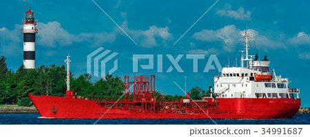 Red tanker ship Red tanker ship 34991687