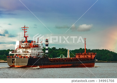 Black cargo ship 34991708