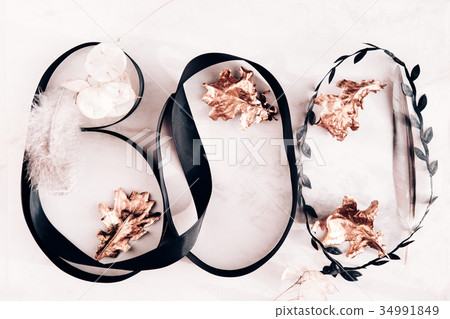 Halloween Boo made of black ribbon 34991849