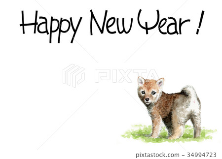 New Year's postcard with material of dog 34994723