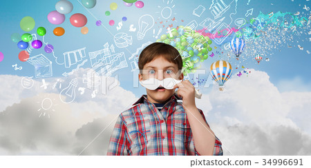 Boy with mustache 34996691