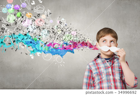 Boy with mustache 34996692