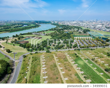 Aerial view Saitama Lake Aya and Doman Green Park Aerial view Saitama Lake Aya and Doman Green Park 34999031