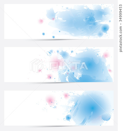 Vector set of three watercolor bannner. Vector set of three watercolor bannner. 34999453