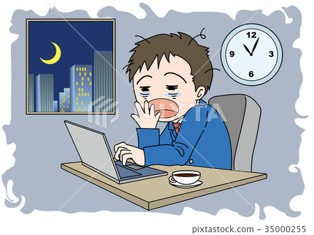 Company employee working overtime Company employee working overtime 35000255