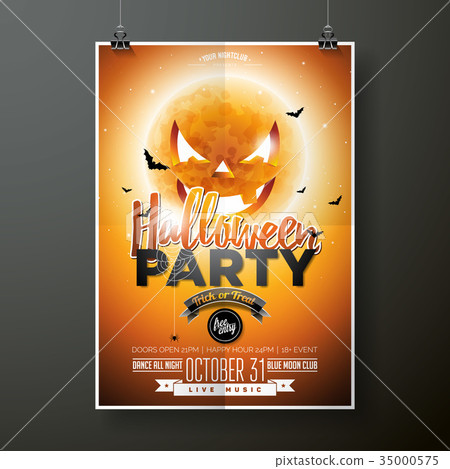 Halloween Party vector illustration with moon 35000575