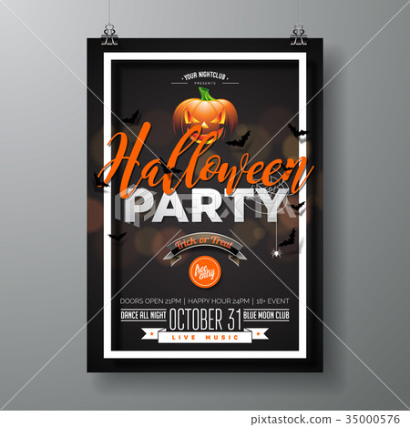 Halloween Party vector illustration with pumpkin 35000576