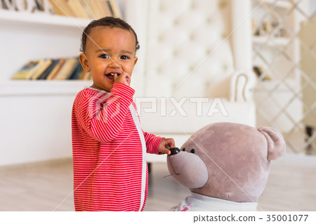 Portrait of a cute little African American boy Portrait of a cute little African American boy 35001077