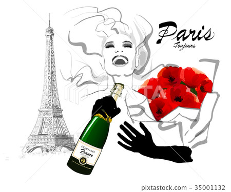Happy woman traveling in Paris 35001132