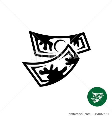 Money bills with paint staints. 35002385