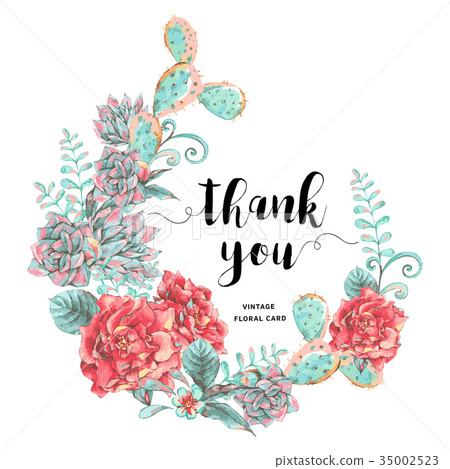 Vintage greeting card with blooming flowers - Stock Illustration ...