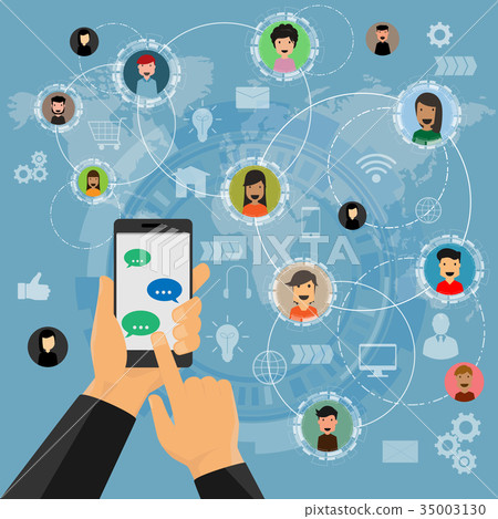 Social Media Network Application. Flat Design for Social Media Network Application. Flat Design for 35003130