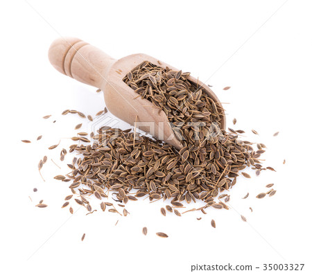 Pile of Caraway Seeds Isolated on White Background 35003327