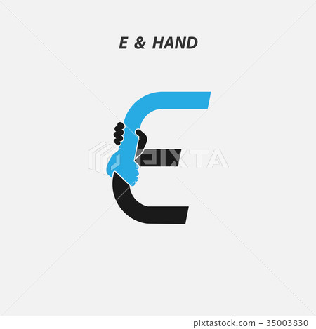 E Letter Abstract Icon Hands Logo Design Stock Illustration