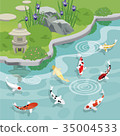 japanese garden with koi pond 35004533