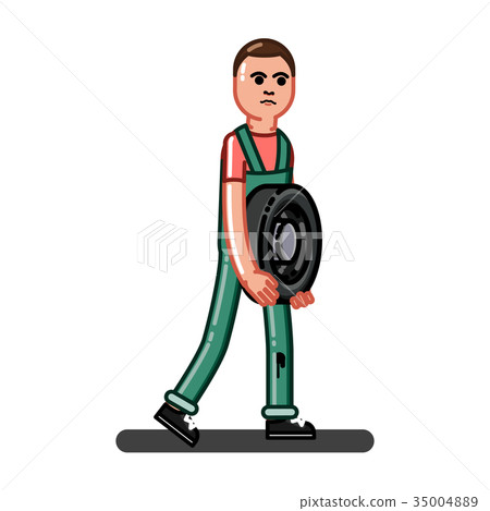 Man carries the tire Man carries the tire 35004889