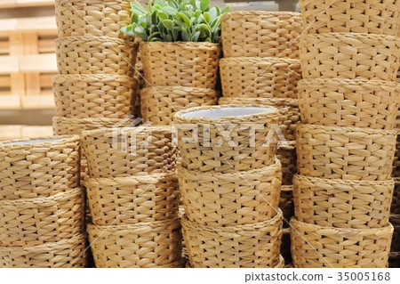 Stack of Water Hyacinth Wicker Weave Containers Stack of Water Hyacinth Wicker Weave Containers 35005168