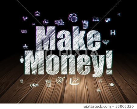 Finance concept: Make Money! in grunge dark room 35005320
