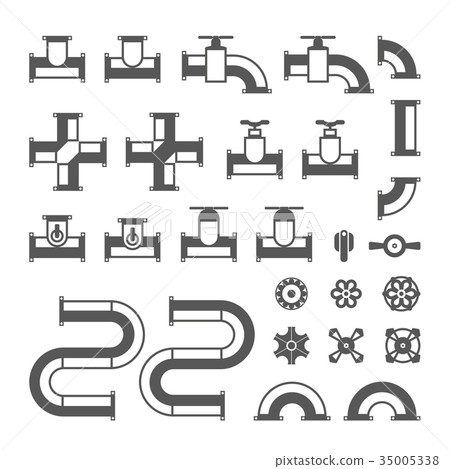 Monochrome pipes and valves - modern vector Monochrome pipes and valves - modern vector 35005338