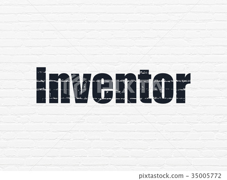 Science concept: Inventor on wall background Science concept: Inventor on wall background 35005772