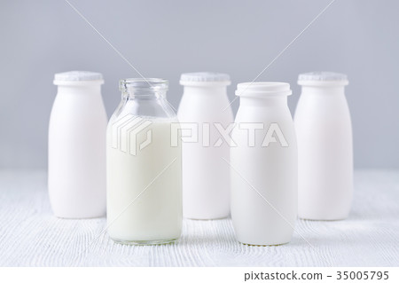 bottles of drink yogurt, homemade and traditional 35005795