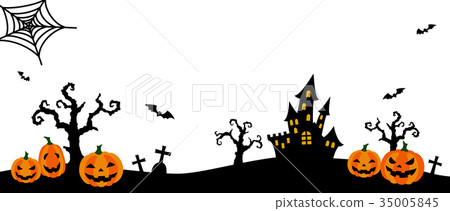 Halloween silhouette pumpkin color horizontal (no background transparent) Halloween silhouette pumpkin color horizontal (no background transparent) 35005845