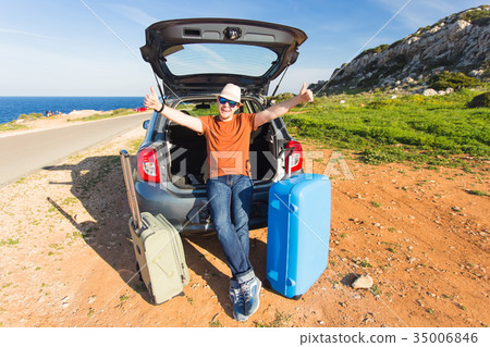 transport, leisure, road trip and people concept - transport, leisure, road trip and people concept - 35006846