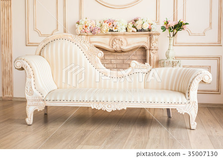 Classic White Interior Of Living Room With Sofa 35007130