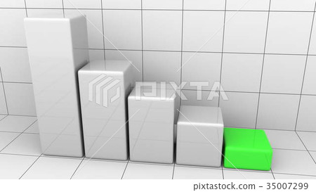 Abstract descending chart with green last bar 35007299