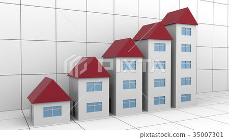 Increasing chart or house-like bar graph. Growing 35007301