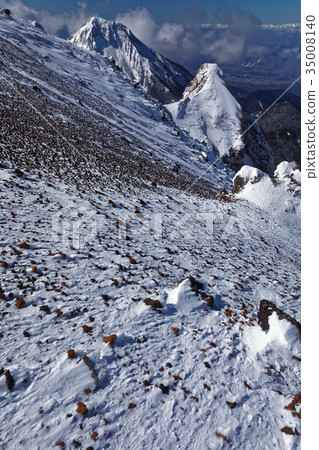 Great concentric rocky peaks and Mt. Amidake seen from Yatsugatake mountain range and Yokodake ridge line 35008140