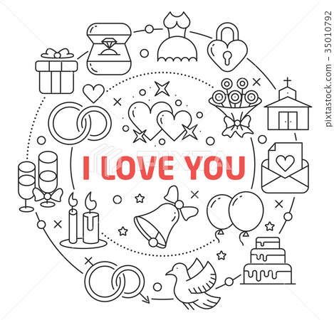 I love You Linear illustration 35010792