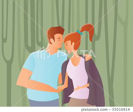 A couple in love. Man and woman walking among 35010914