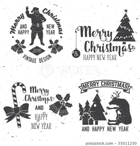 Merry Christmas and Happy New Year 2018 retro 35011250