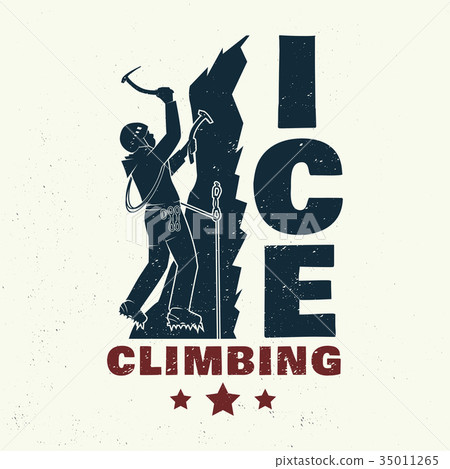 Vintage typography design with climber on the Vintage typography design with climber on the 35011265