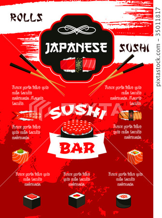 Japanese sushi bar menu poster template design 35011817