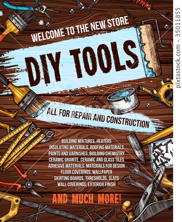 Repair Tool On Wooden Background Banner Design Stock