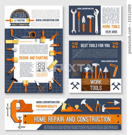 Home repair, construction tool poster template set 35012000