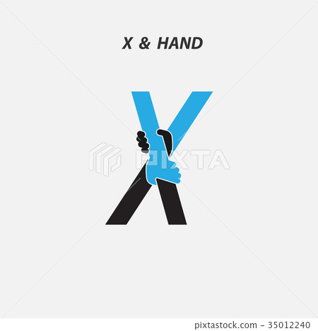X - Letter abstract icon & hands logo design 35012240