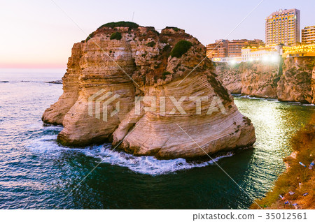 Beirut sunset on raouche rocks 35012561