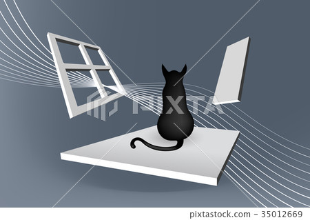 Cat sitting abstract illustration 35012669