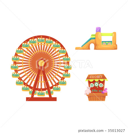 vector amusement park objects icon set vector amusement park objects icon set 35013027
