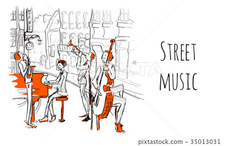 A musical band of street musicians. The Quartet 35013031