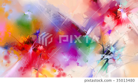 Abstract colorful oil painting on canvas Abstract colorful oil painting on canvas 35013480