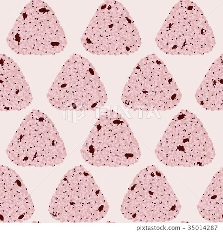 Onigiri seamless pattern. Sekihan. Adzuki beans. Onigiri seamless pattern. Sekihan. Adzuki beans. 35014287