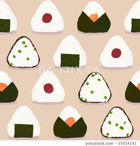Onigiri pattern. Japanese dish. Rice ball types. Onigiri pattern. Japanese dish. Rice ball types. 35014291