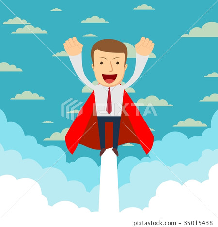 Business hero or superhero flying through the Business hero or superhero flying through the 35015438