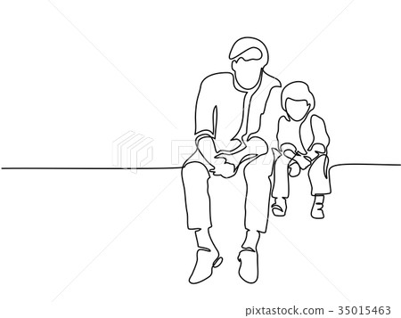 Father and son sitting together. 35015463