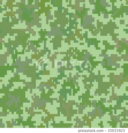 Green Pixel Camo Background Seamless Pattern Stock Illustration