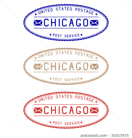 Chicago mail stamps. Colored set of oval impress Chicago mail stamps. Colored set of oval impress 35015975